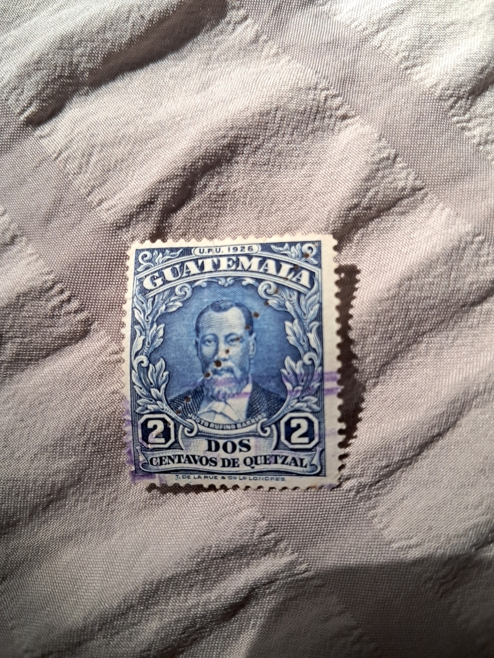 Vintage Guatemala Blue Art Poster - Dos Centavos Stamp Print